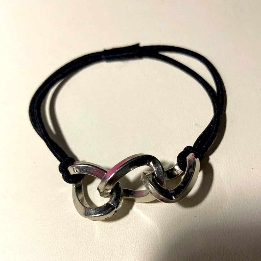 Black twine bracelet w chain design. #bme2297
